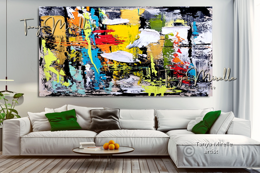 Colorful Abstract Painting on Canvas - Modern Textured Wall Art #117