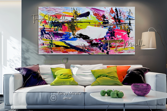 Vivid Abstract Impasto Painting - Textured Contemporary Wall Art Canvas #97