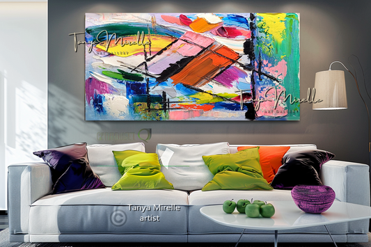 Vivid Abstract Impasto Painting - Colorful Modern Wall Art on Canvas #78