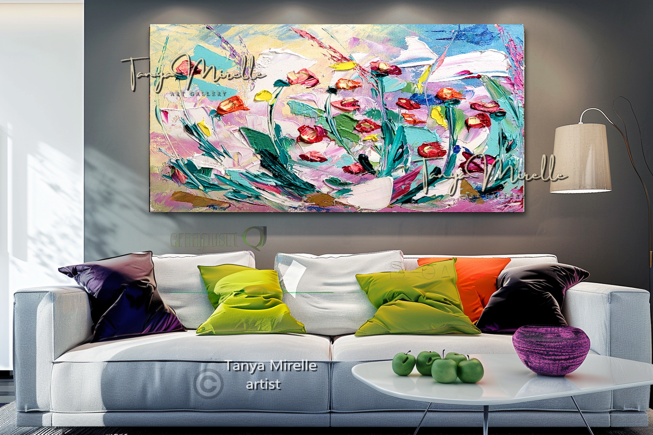 Abstract Floral Painting - Colorful Modern Wall Art Canvas #108
