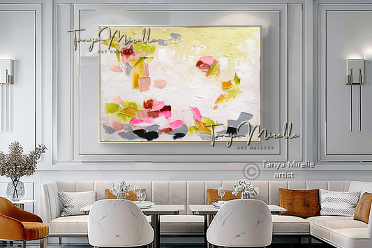 Modern Floral Wall Art - Colorful Abstract Impasto Oil Painting on Canvas #36