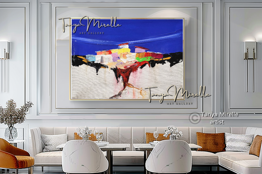 Tuscany Countryside – Vibrant Mediterranean Skyline Oil Painting on Canvas #46