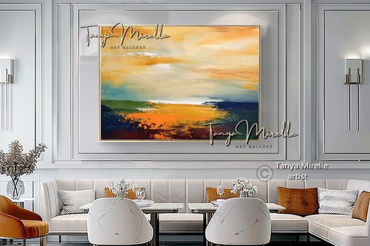 Sunset Seaside – Abstract Seascape Impasto Oil Painting on Canvas #43