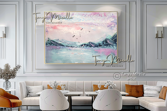 Sunrise Seaside – Abstract Seascape Impasto Oil Painting on Canvas #47