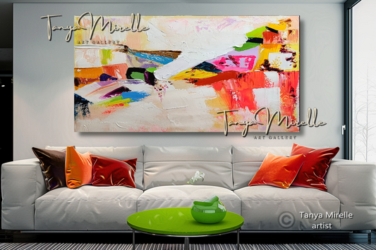 Contemporary Textured Wall Art - Colorful Abstract Oil Painting on Canvas #50