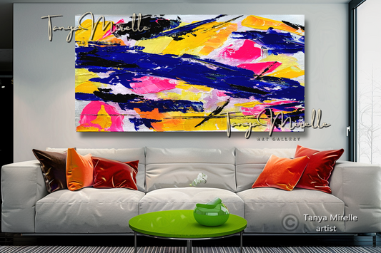 Contemporary Textured Wall Art - Vivid Abstract Oil Painting on Canvas #55