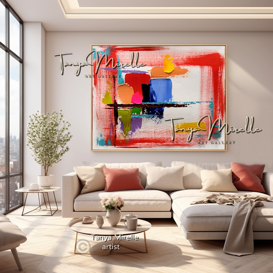 Vibrant Abstract Impasto Painting - Colorful Modern Wall Art on Canvas #79