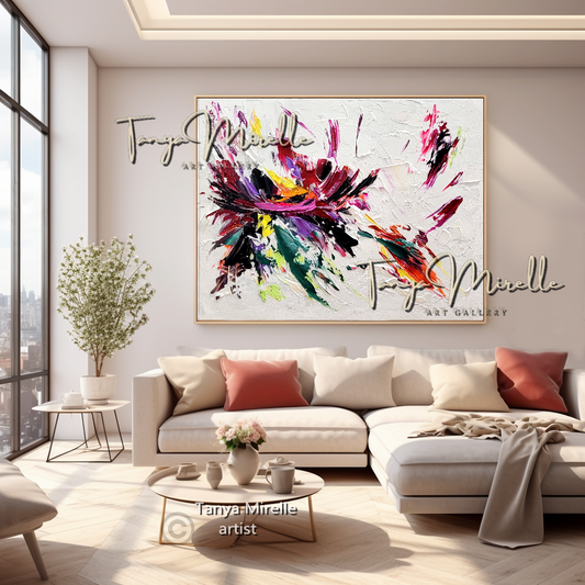 Abstract Floral Painting - Colorful Modern Wall Art Canvas #105