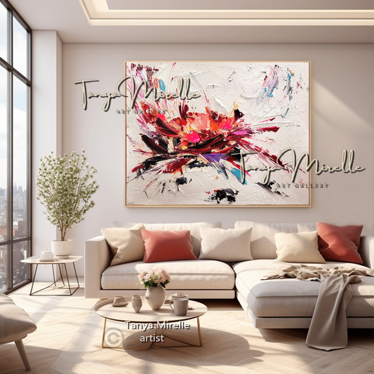 Abstract Floral Painting - Colorful Modern Wall Art Canvas #106