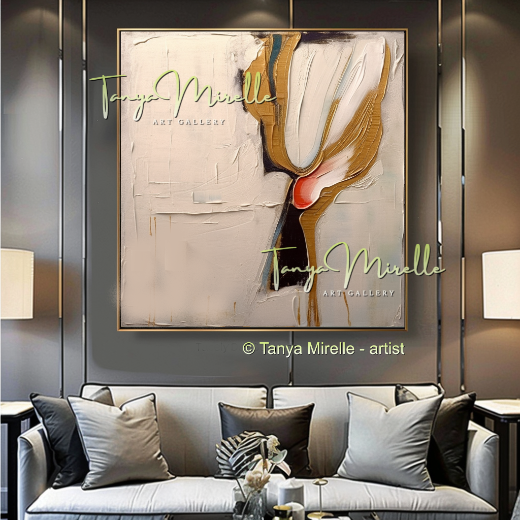 Minimalist Beige Gray Abstract Painting - Modern Wall Art #180