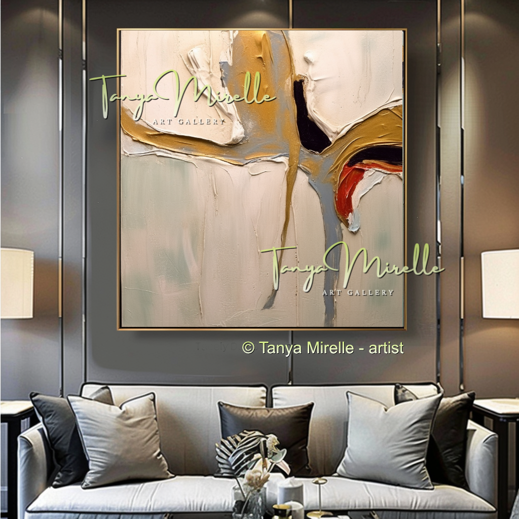 Minimalist Beige Gray Abstract Painting - Modern Wall Art #180