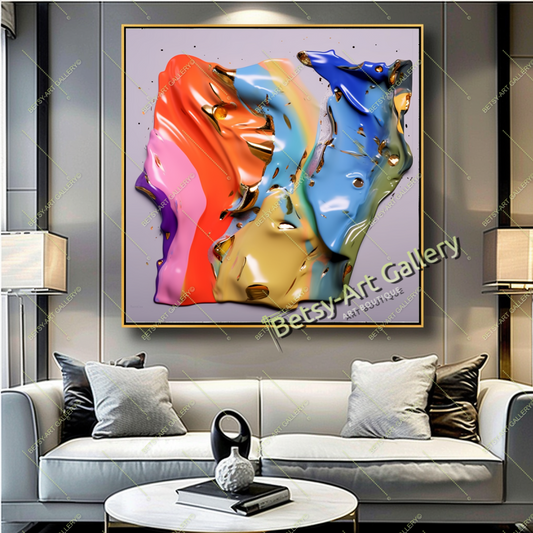 Colorful Abstract Fluid Art Canvas Print - Luxury Contemporary Home Decor