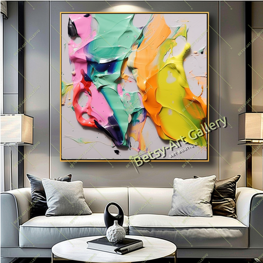 Colorful Abstract Face Art Canvas Print - Luxury Contemporary Home Decor
