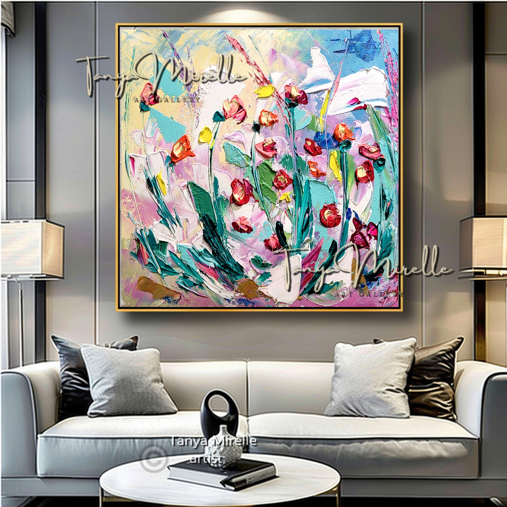 Abstract Floral Painting - Colorful Modern Wall Art Canvas #108