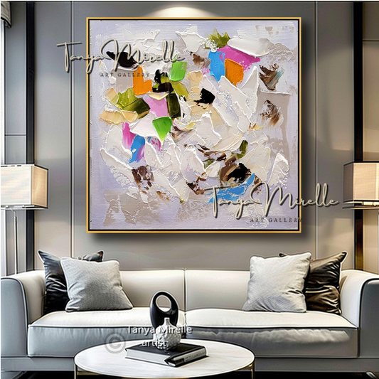 Colorful Abstract Impasto Painting - Textured Modern Wall Art on Canvas #86