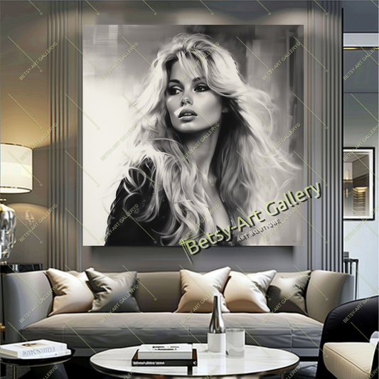 Chic Brigitte Bardot Portrait Canvas Print,Timeless Vintage Wall Decor