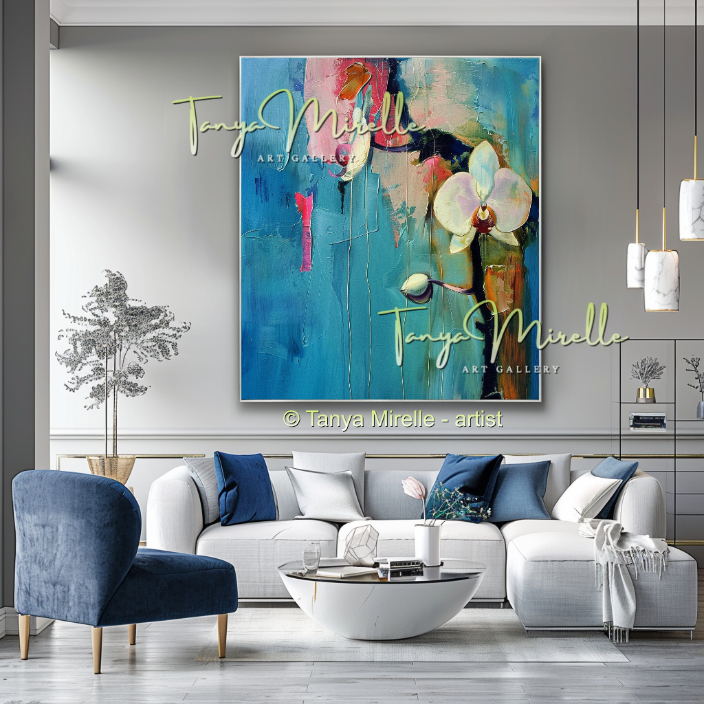Abstract Orchid Painting - Modern Floral Wall Art #177