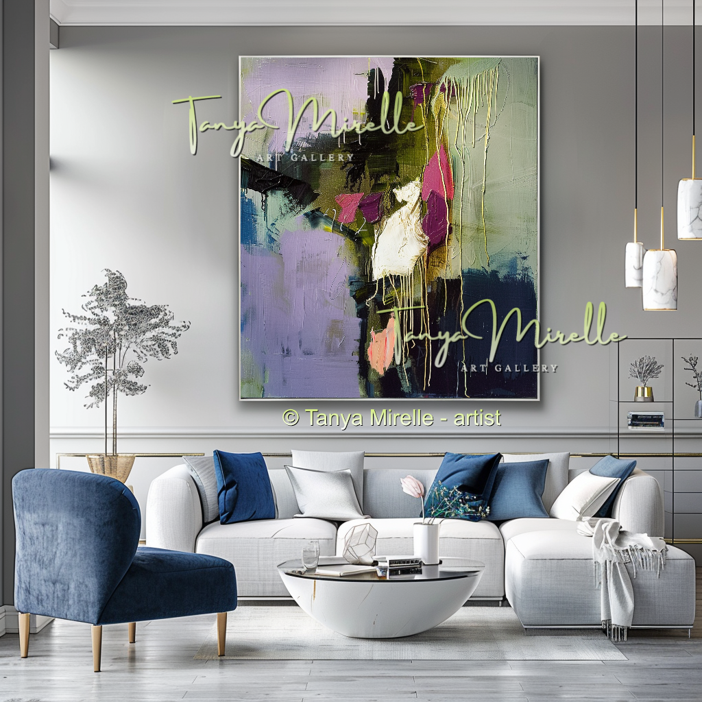 Wisteria Abstract Painting - Modern Floral Wall Art #171