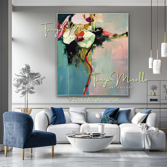 Abstract Orchid Painting - Modern Floral Wall Art #176