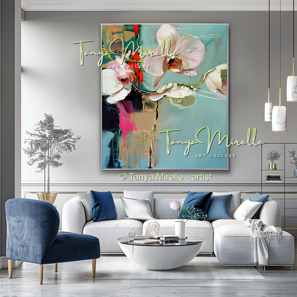 Abstract Orchid Painting - Modern Floral Wall Art #177