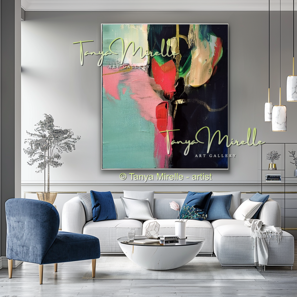 Green Red Abstract Painting - Large Modern Wall Art #178
