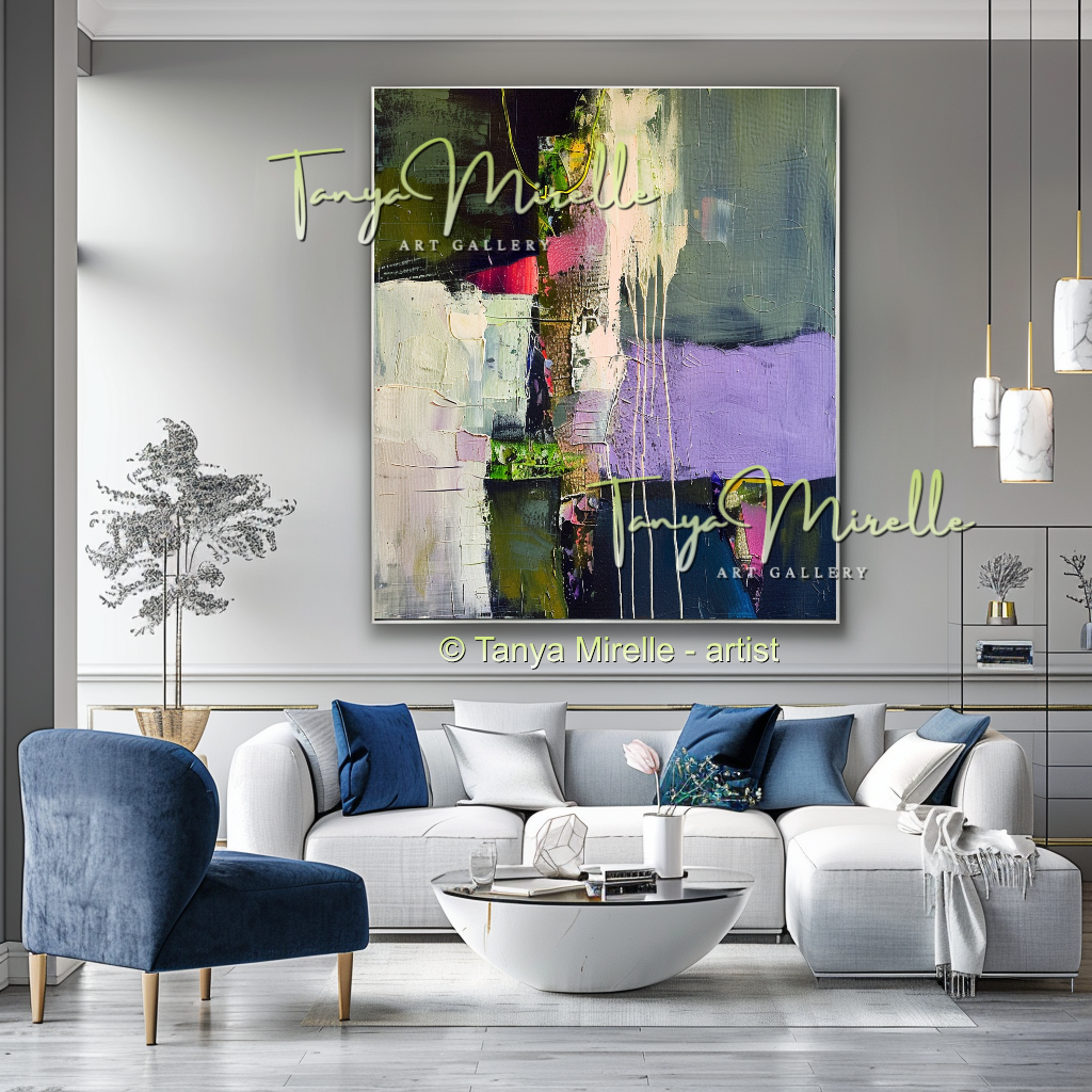 Wisteria Abstract Painting - Modern Floral Wall Art #172