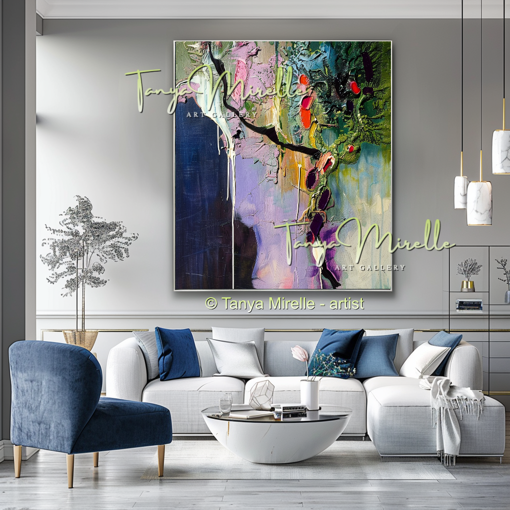 Wisteria Abstract Painting - Modern Floral Wall Art #172