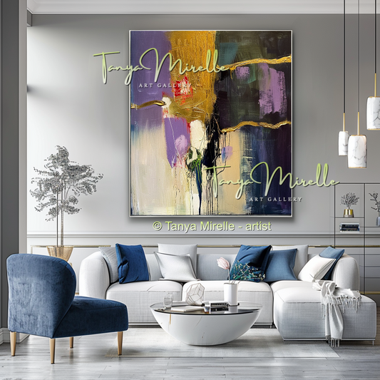 Wisteria Abstract Painting - Modern Floral Wall Art #172