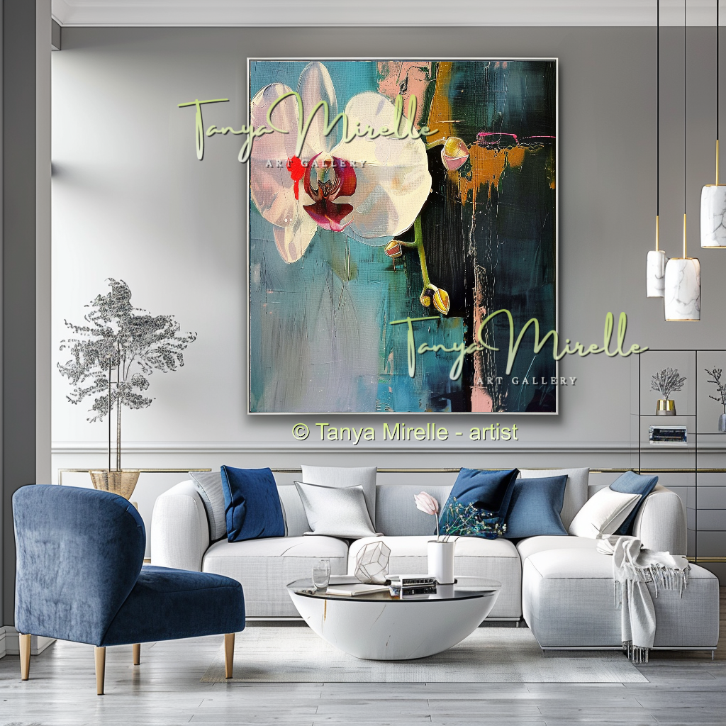 Abstract Orchid Painting - Modern Floral Wall Art #174