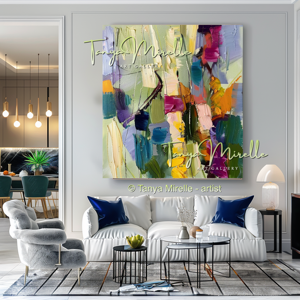Abstract Impasto Oil Painting, Floral Wall Art Decor #266