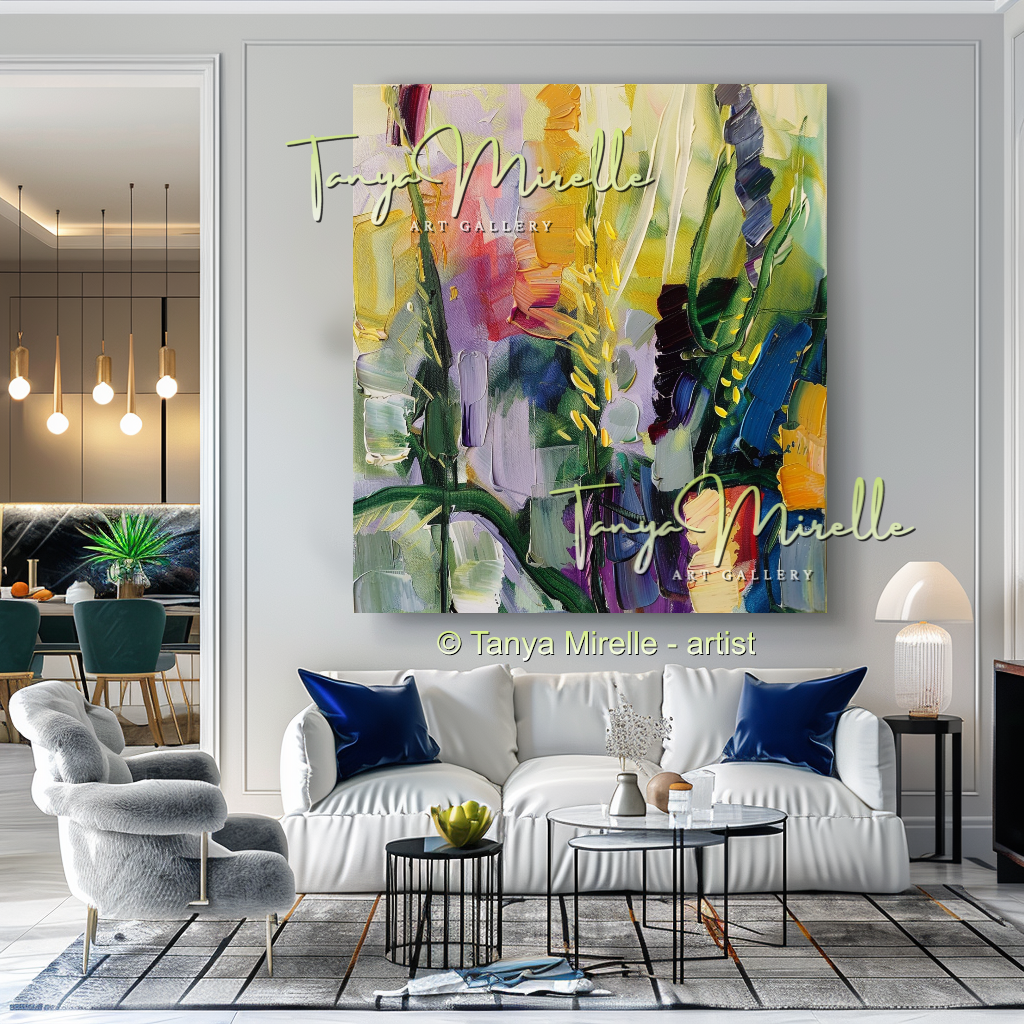 Abstract Impasto Oil Painting, Floral Wall Art Decor #266
