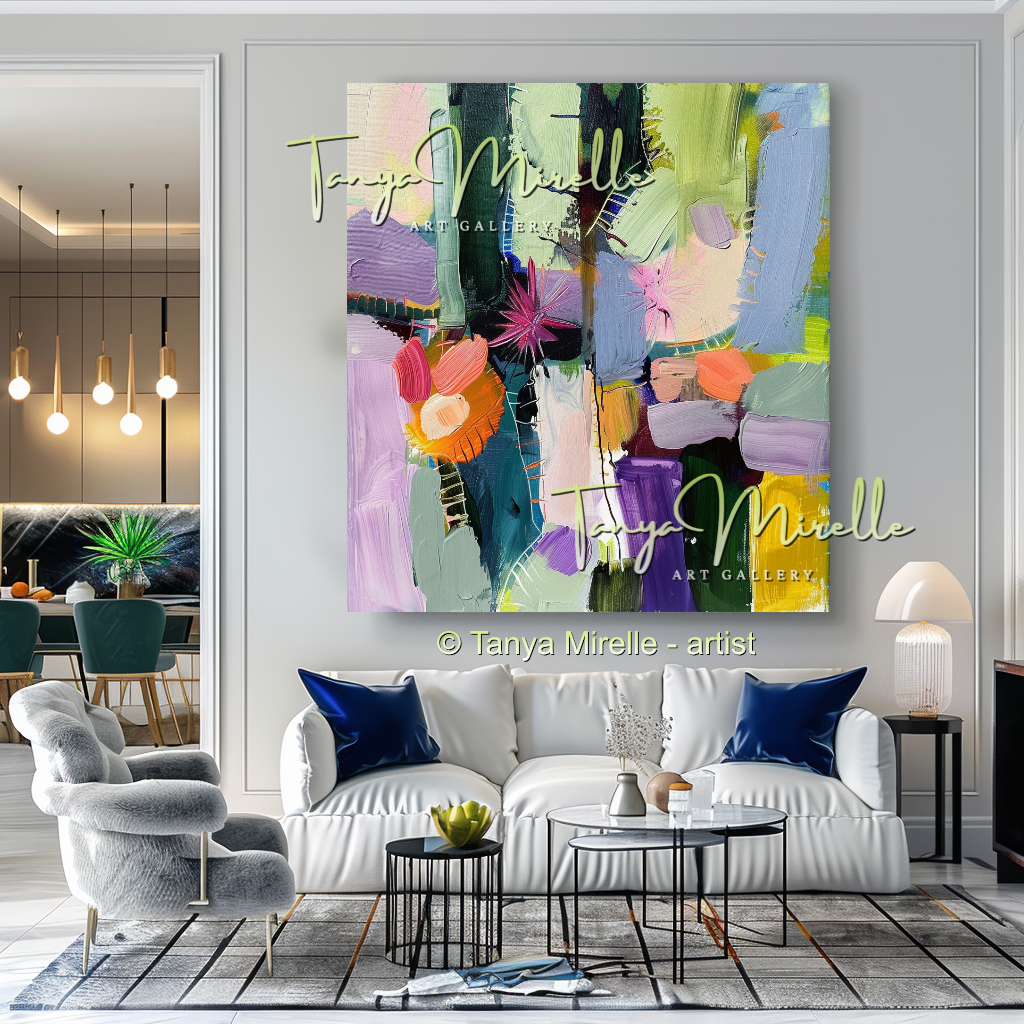 Abstract Impasto Oil Painting, Floral Wall Art Decor #266