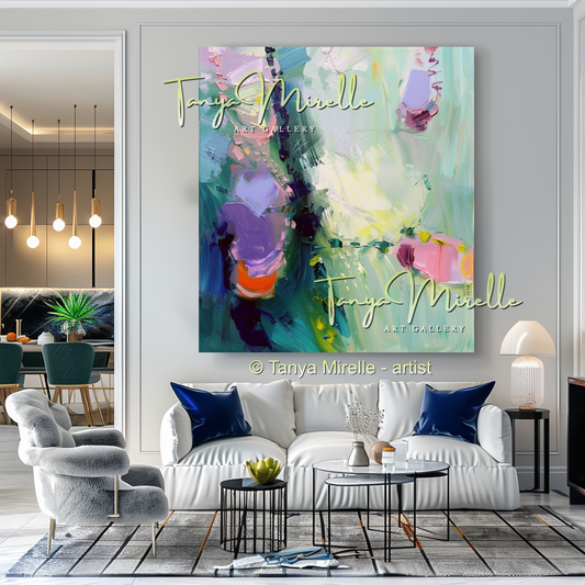 Soft Abstract Aquatic Art, Palette Knife Oil Painting #271