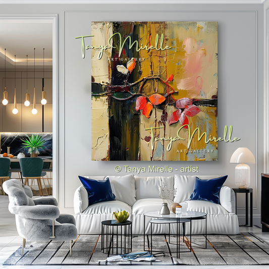 Textured Flower Oil Painting, Modern Floral Wall Art#245