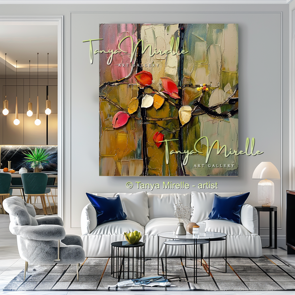 Textured Flower Oil Painting, Modern Floral Wall Art#246