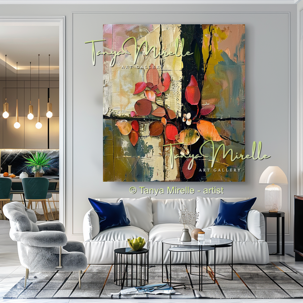 Textured Flower Oil Painting, Modern Floral Wall Art#246