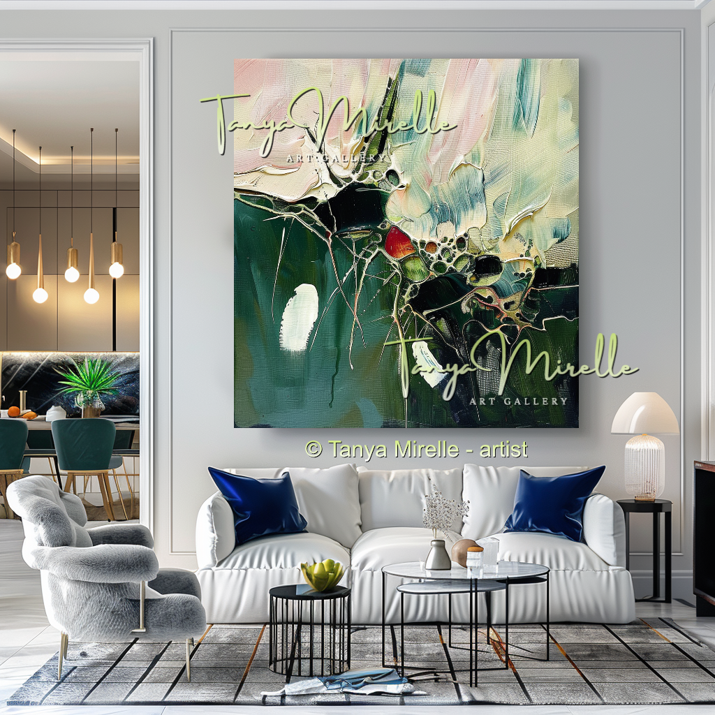 Bold Green Abstract Impasto Oil Painting on Canvas #250