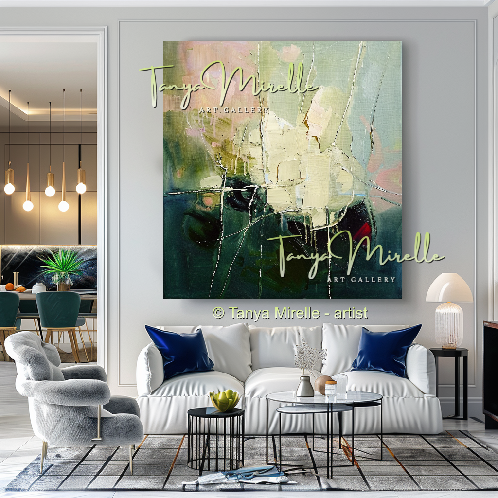 Bold Green Abstract Impasto Oil Painting on Canvas #250