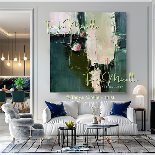 Bold Green Abstract Impasto Oil Painting on Canvas #250