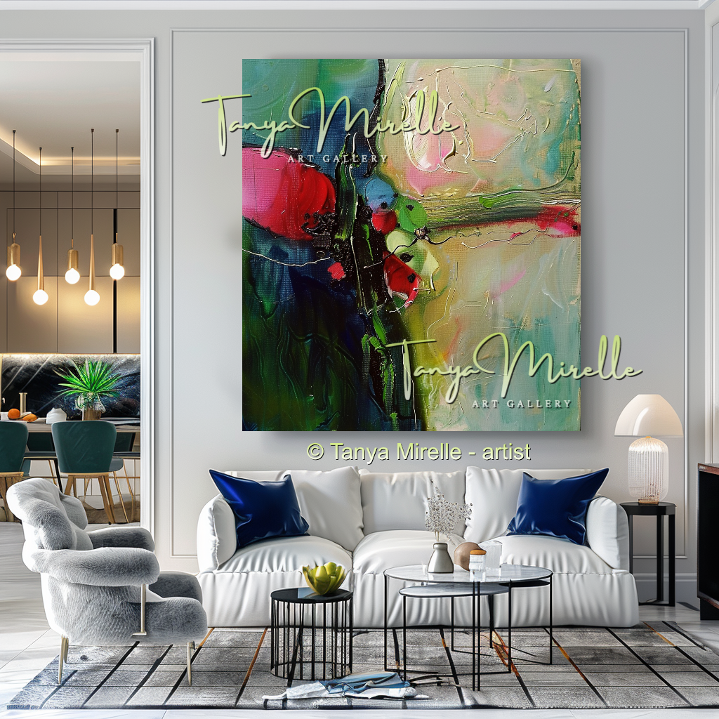 Elegant Abstract Flower Wall Art, Oil Impasto Painting #241
