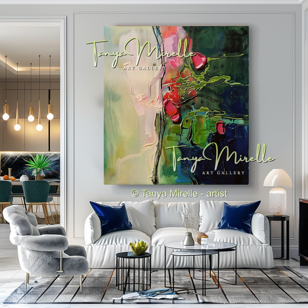 Elegant Abstract Flower Wall Art, Oil Impasto Painting #241