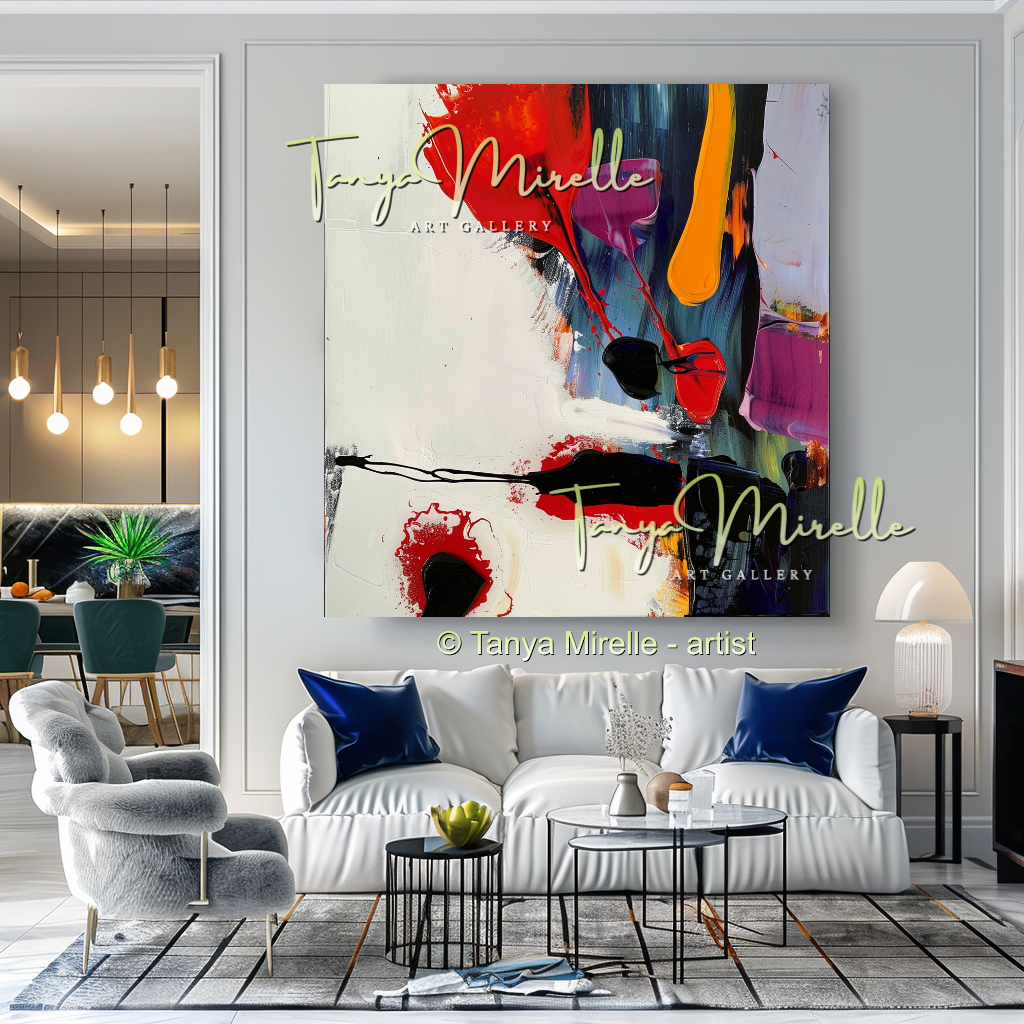 Red Modern Abstract Impasto Painting, Textured Home Decor #261