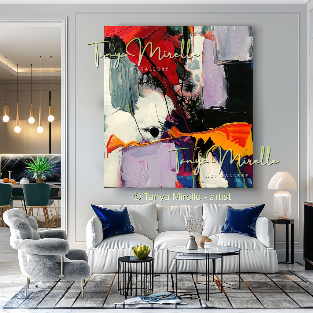 Red Modern Abstract Impasto Painting, Textured Home Decor #261