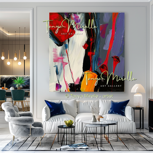 Red Modern Abstract Impasto Painting, Textured Home Decor #261