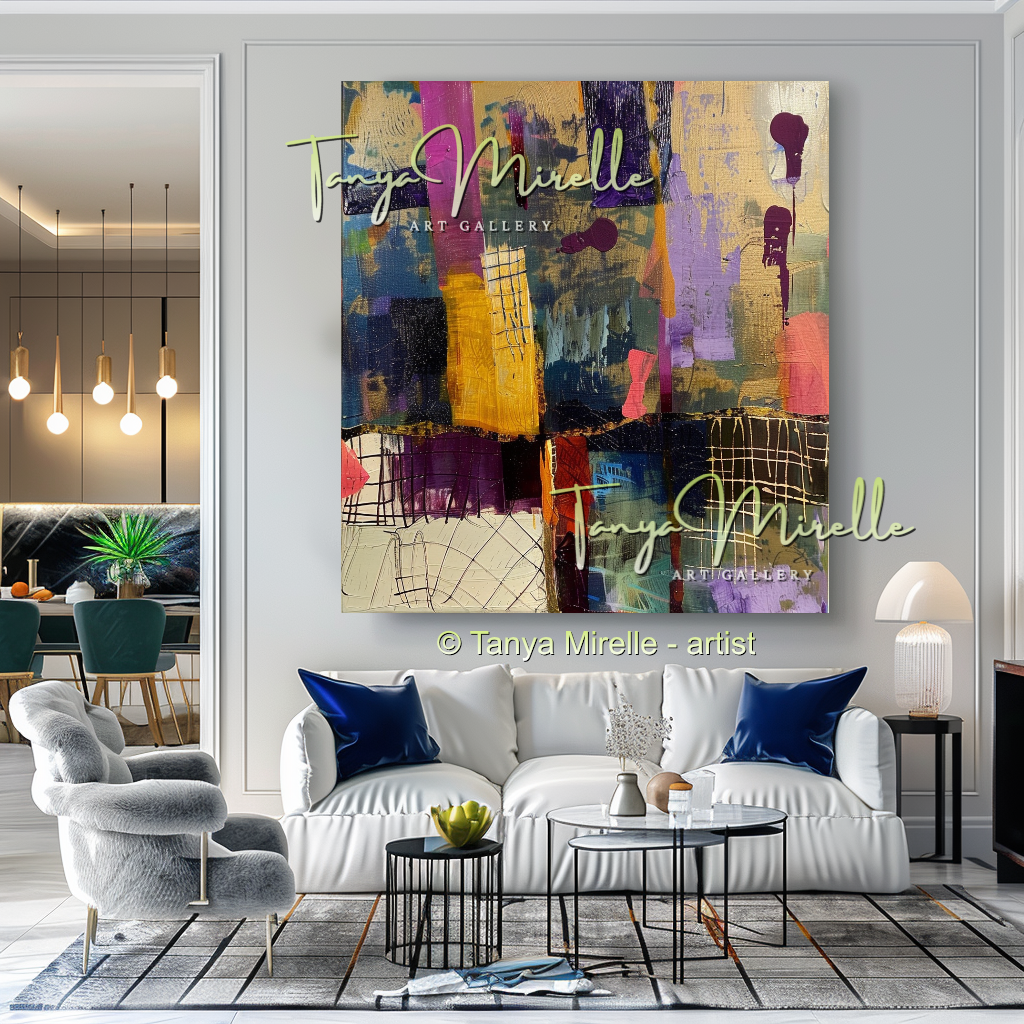 Urban Grid,Textured Abstract Color Fields, Bold Home Decor #264