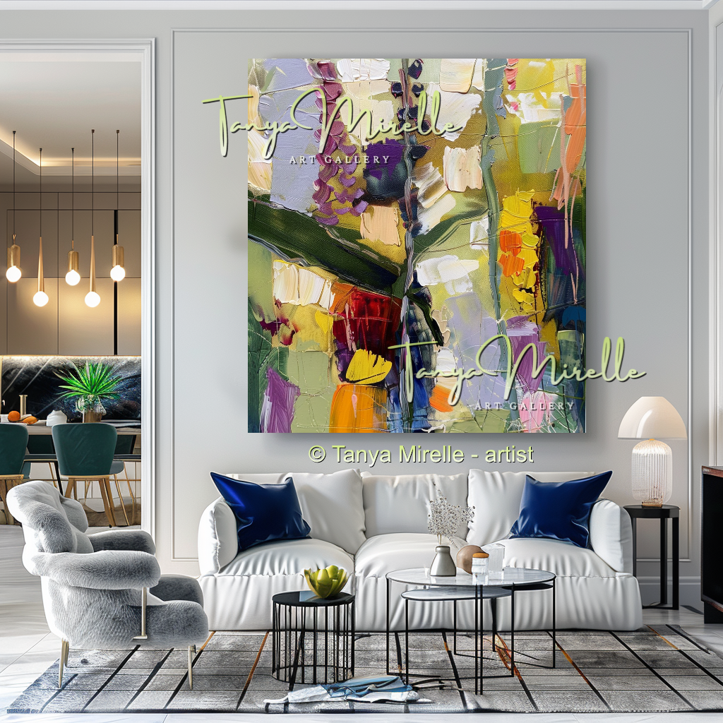 Abstract Impasto Oil Painting, Floral Wall Art Decor #266