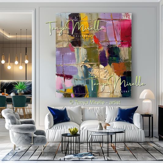 Urban Grid,Textured Abstract Color Fields, Bold Home Decor #264