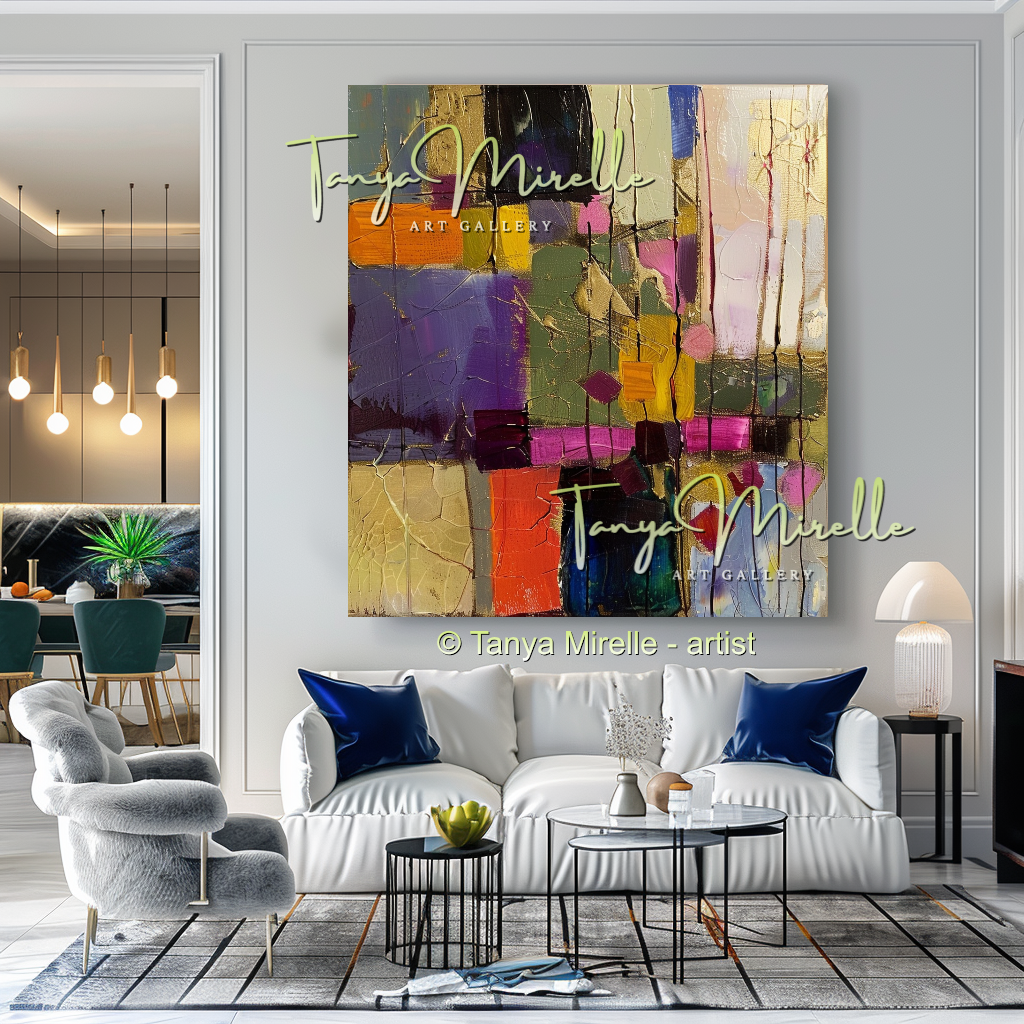 Urban Grid,Textured Abstract Color Fields, Bold Home Decor #264