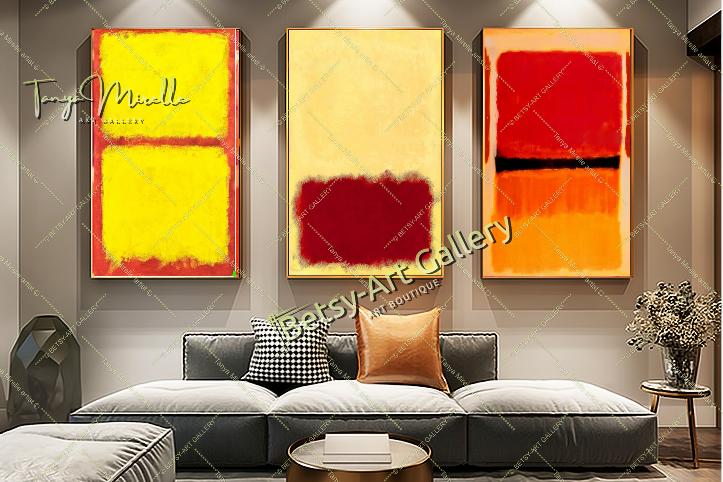 Red Yellow Mark Rothko Modern Abstract Paintings