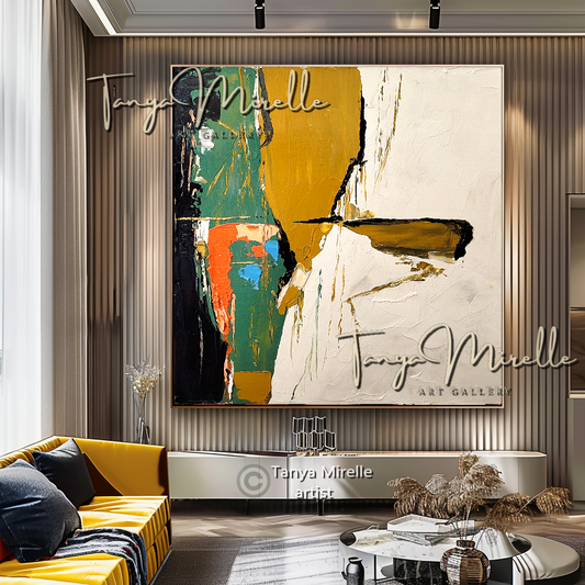 Terra Colors Abstract Impasto Painting - Textured Modern Wall Art #122